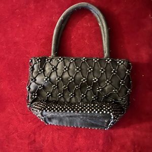 Lancome black beaded evening/cosmetics bag